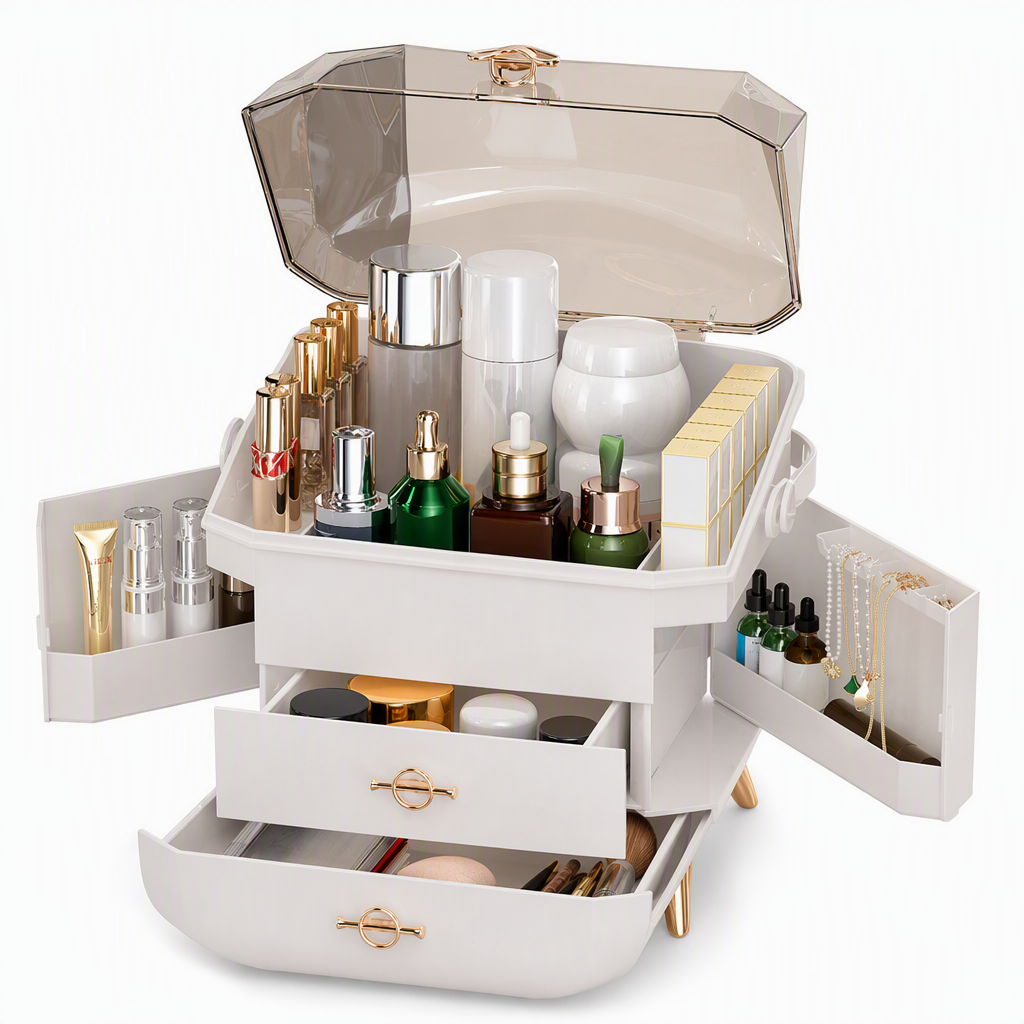 💄 Kosmetik-Organizer für den Schreibtisch – großes Fassungsvermögen, staubdicht & elegant, für Schlafzimmer & Zuhause
