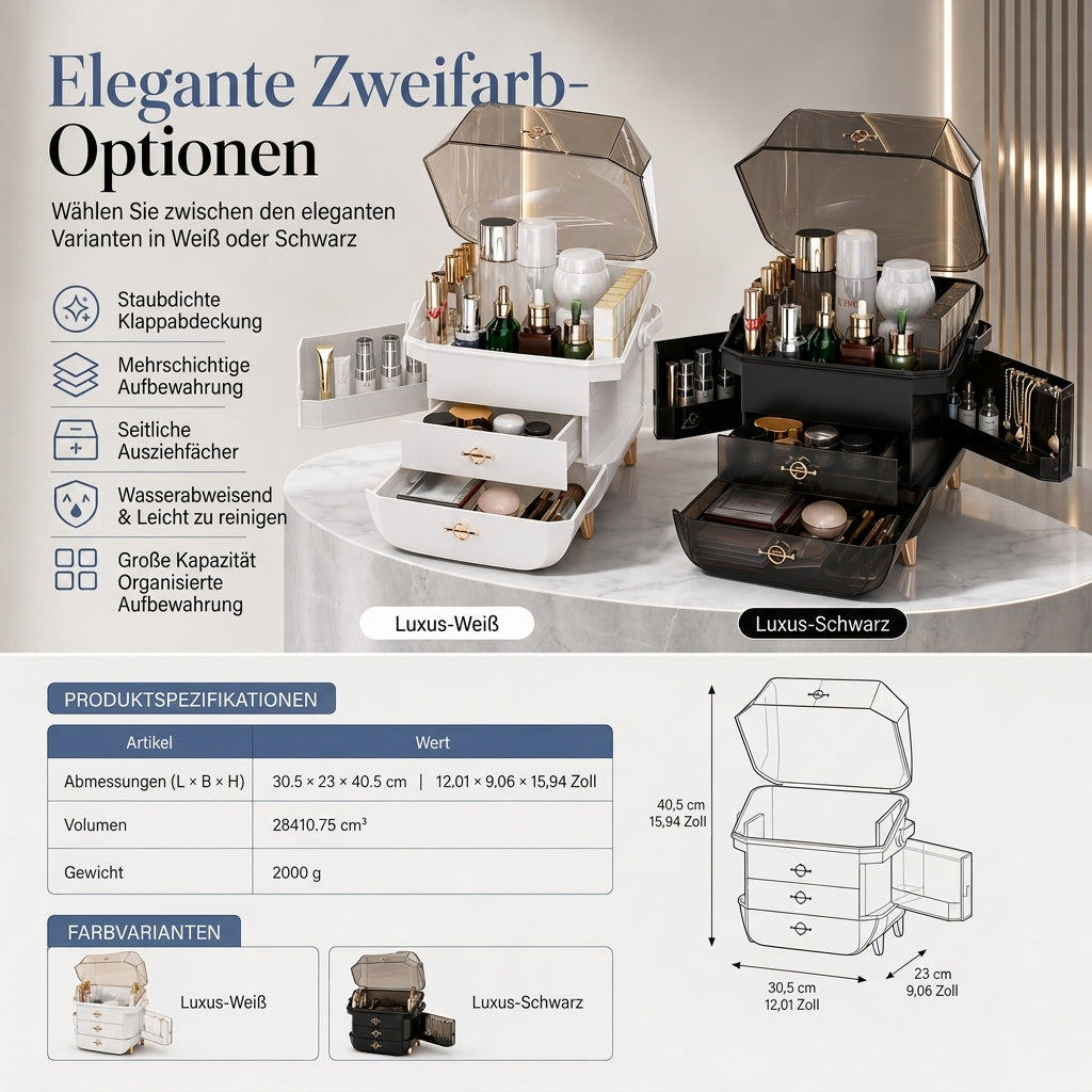 💄 Kosmetik-Organizer für den Schreibtisch – großes Fassungsvermögen, staubdicht & elegant, für Schlafzimmer & Zuhause