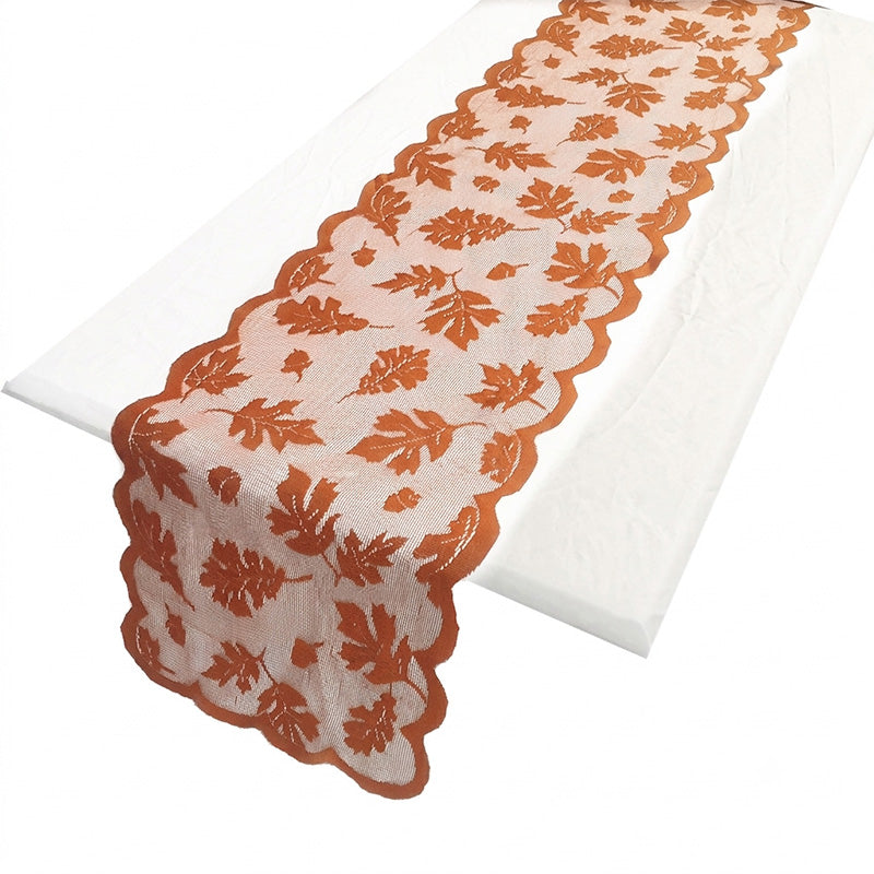 🍁 50% Rabatt 🍽️ Herbstliches Tischset mit Ahornblatt-Spitze, Tischläufer & Platzsets für eine charmante Herbstdeko