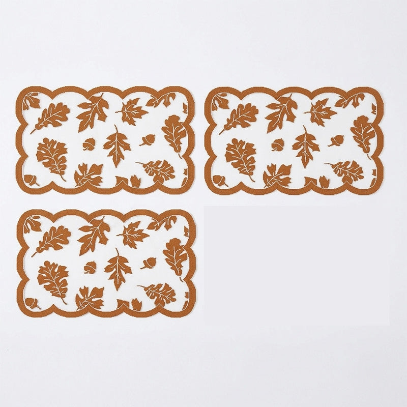 🍁 50% Rabatt 🍽️ Herbstliches Tischset mit Ahornblatt-Spitze, Tischläufer & Platzsets für eine charmante Herbstdeko