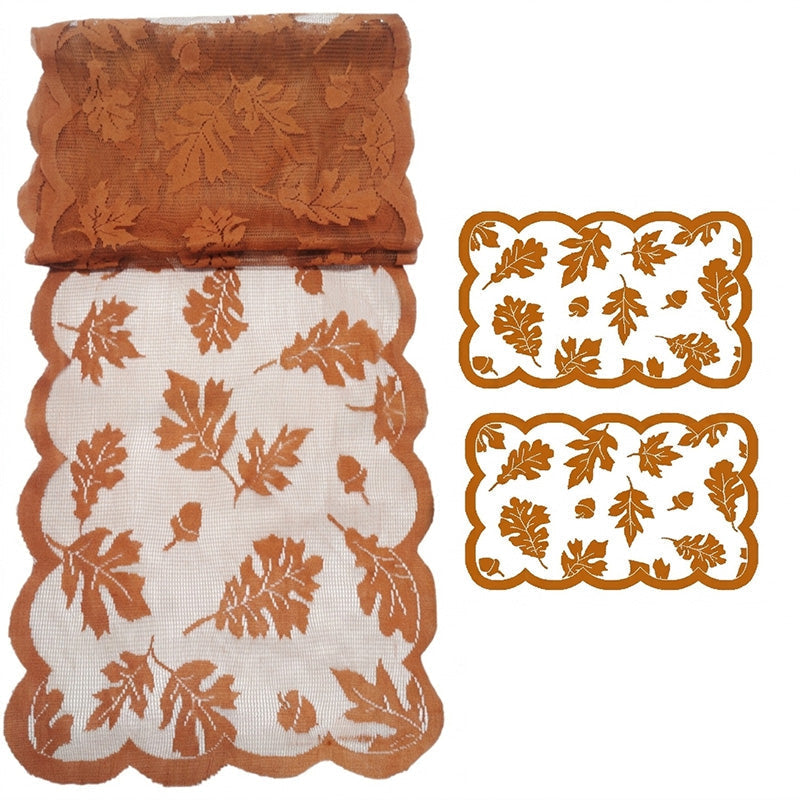 🍁 50% Rabatt 🍽️ Herbstliches Tischset mit Ahornblatt-Spitze, Tischläufer & Platzsets für eine charmante Herbstdeko