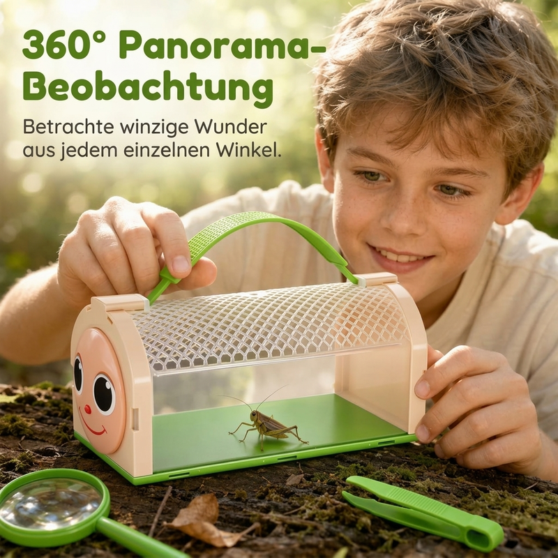 🐛 Tragbarer Insektenbeobachter für Kinder – Cartoon-Design, mit Lupe & Griff, für Naturerkundung & Outdoor-Abenteuer