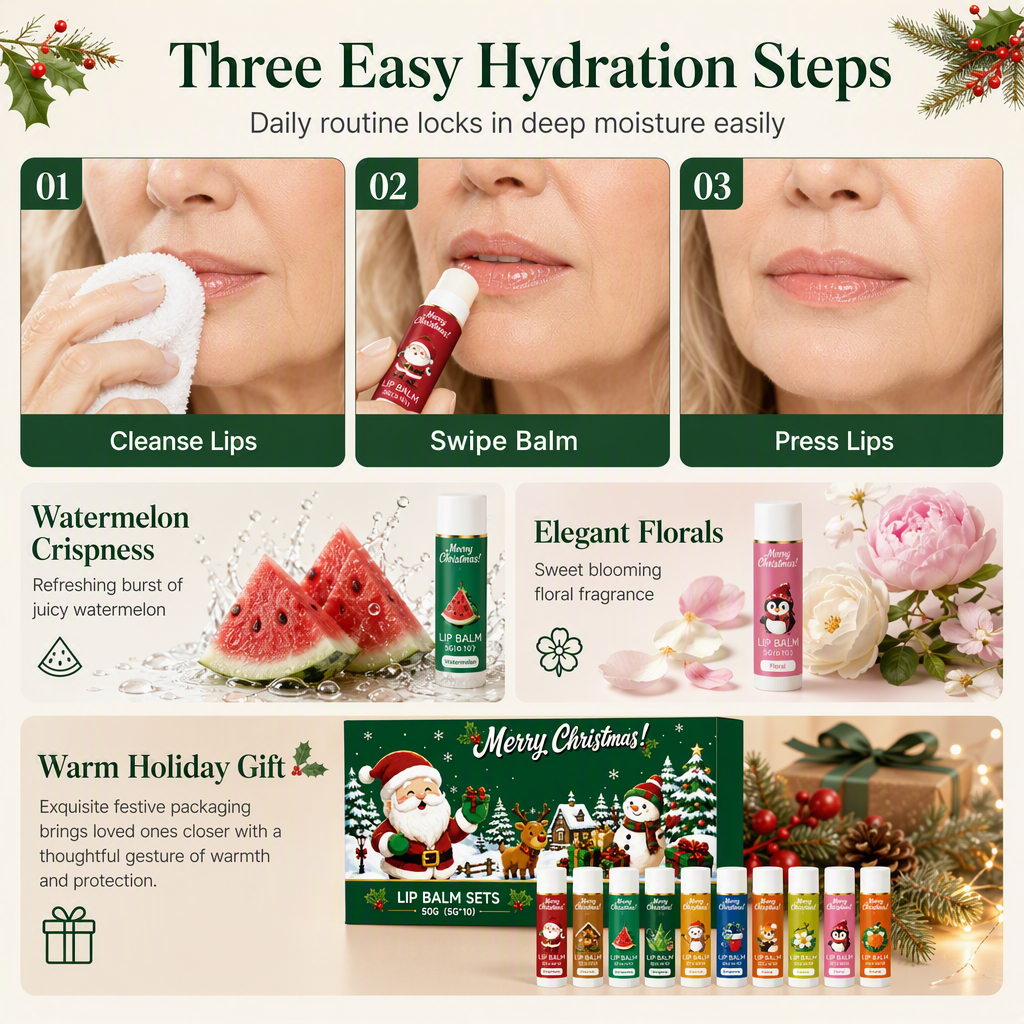 🎄 50% Rabatt! ✨Weihnachts-Lippenpflegeset – Feuchtigkeit & Pflege, ideal als Geschenk🎁