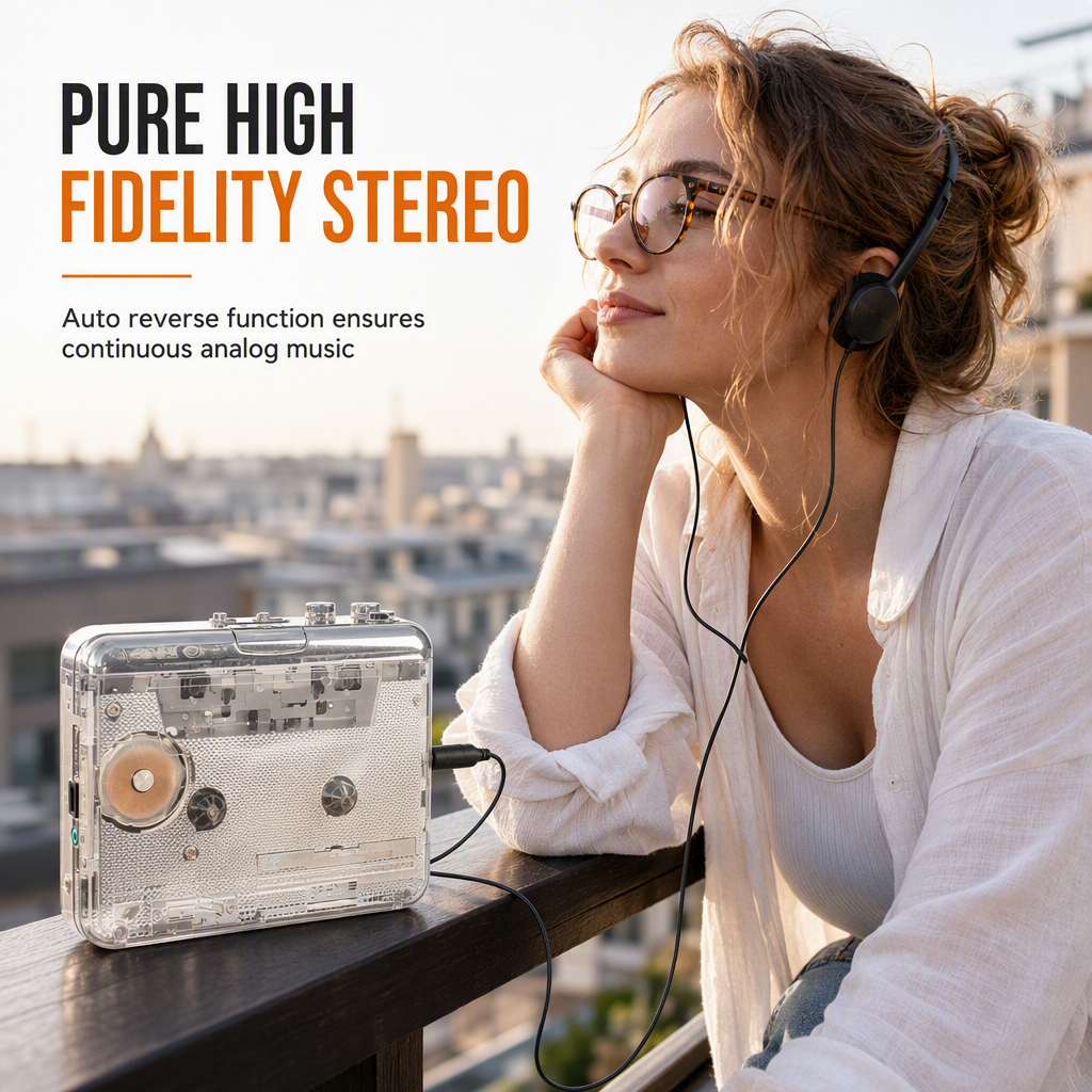 📼 50% Rabatt! 🎵 Klassischer Kassettenspieler im transparenten Retro-Design – Nostalgie pur, Kassetten zu MP3, USB-C