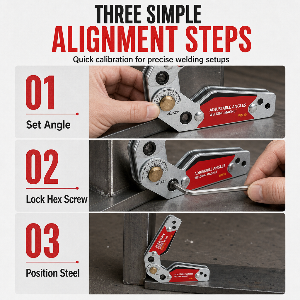 🔧 Magnetischer Schweißwinkel mit Doppelkopf – für Innen- & Außenwinkel, ohne Schalter, ideal für präzises Schweißen