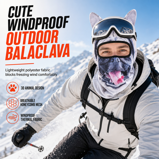 🛡️ Tier-Design Balaclava mit Katzenmotiv – winddicht, UV-Schutz & warm, für Ski, Radfahren & Winter⛷️