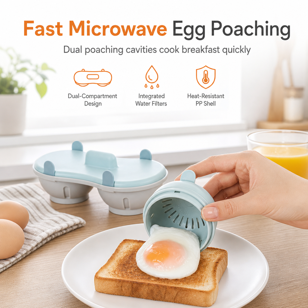 🥚 2 kaufen, 1 gratis! 🍳 2-Fach Eierdampfer für die Mikrowelle – perfekt für ein schnelles Frühstück in der Küche