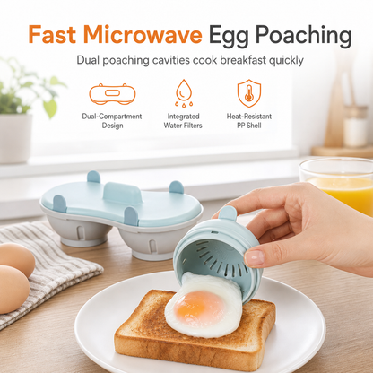 🥚 2 kaufen, 1 gratis! 🍳 2-Fach Eierdampfer für die Mikrowelle – perfekt für ein schnelles Frühstück in der Küche