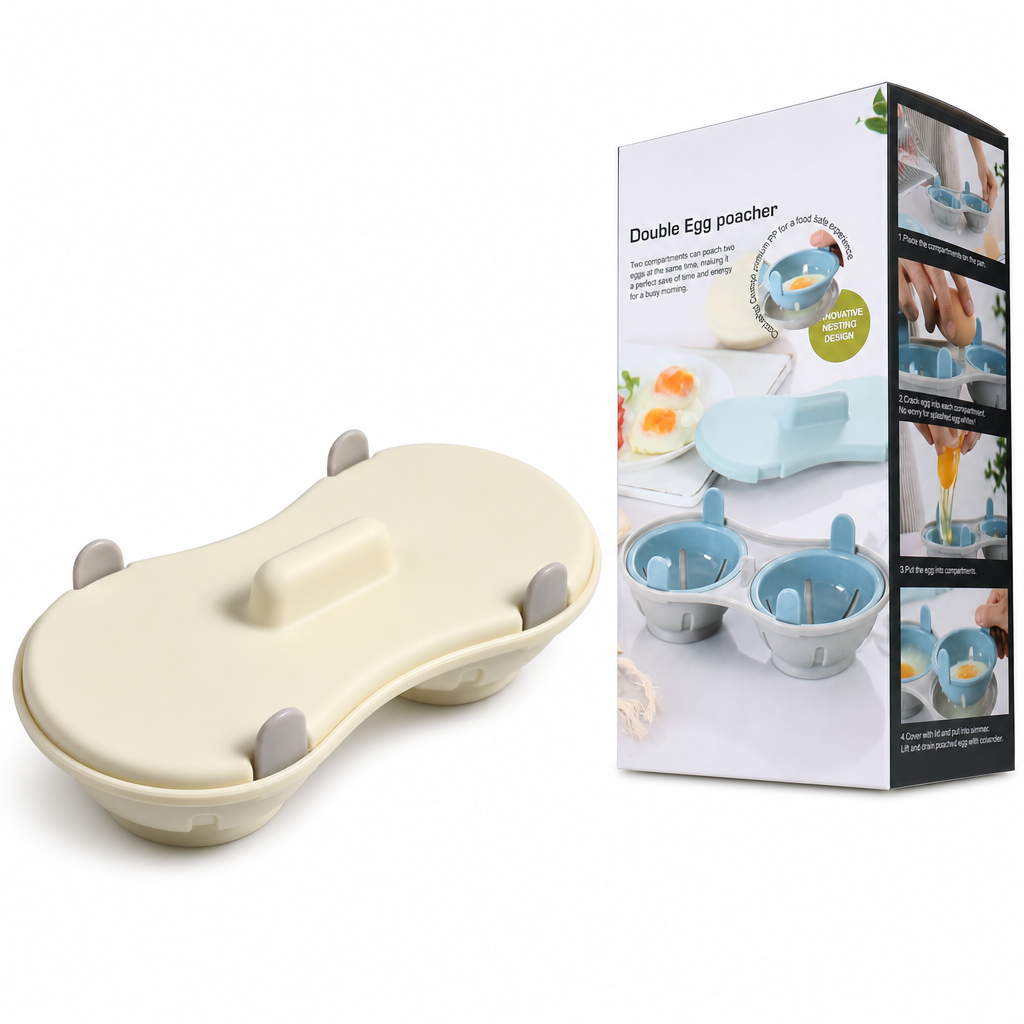 🥚 2 kaufen, 1 gratis! 🍳 2-Fach Eierdampfer für die Mikrowelle – perfekt für ein schnelles Frühstück in der Küche