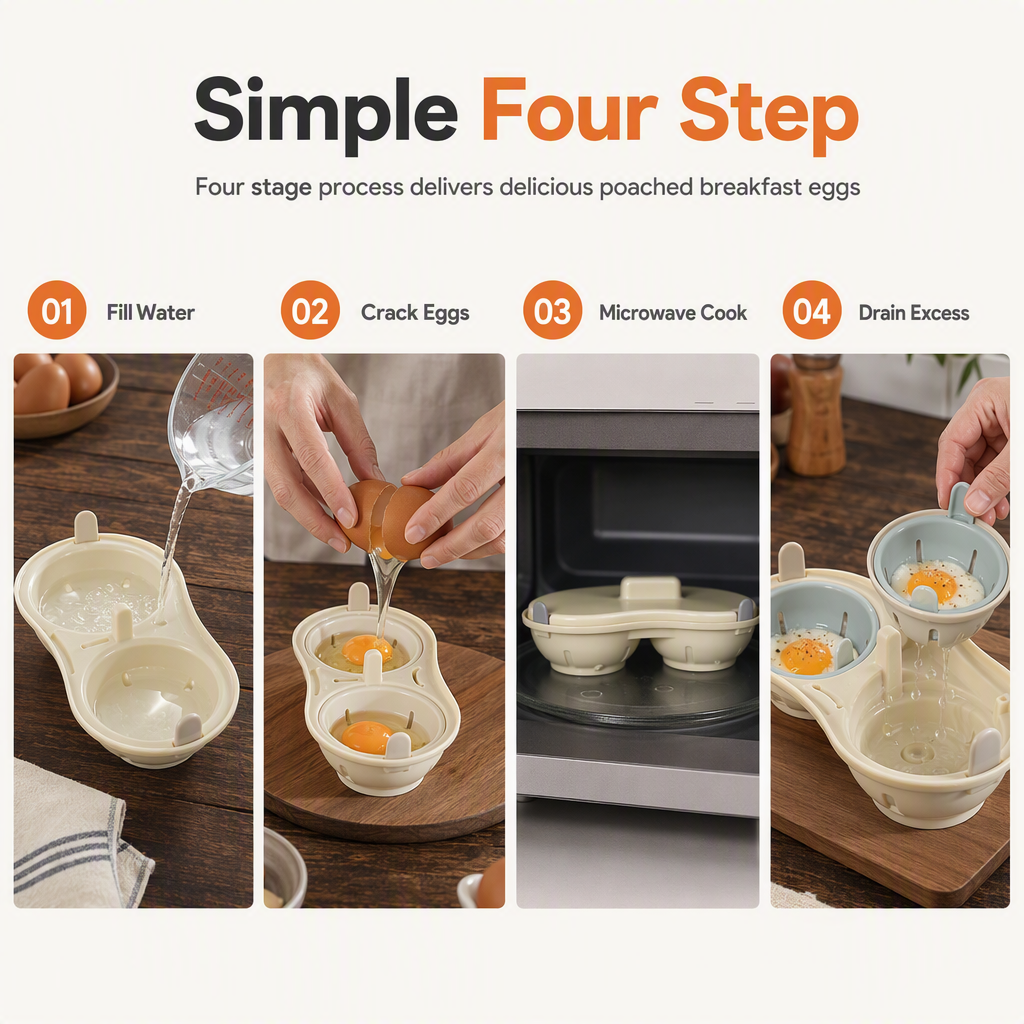 🥚 2 kaufen, 1 gratis! 🍳 2-Fach Eierdampfer für die Mikrowelle – perfekt für ein schnelles Frühstück in der Küche