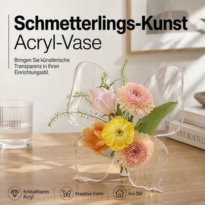 🦋💐 Transparente Acrylvase in Schmetterlingsform – stilvolle Blumenvase & Tischdeko für Zuhause