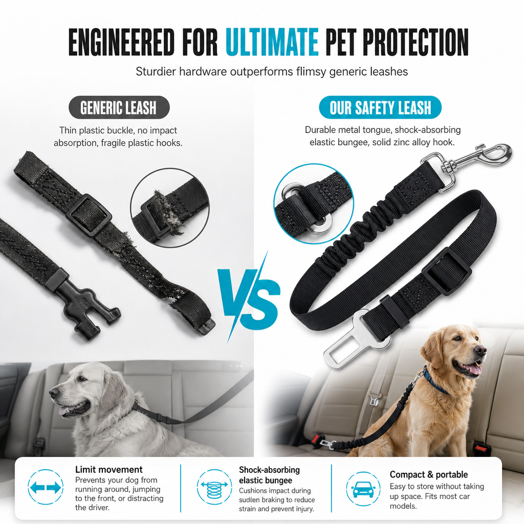 ⏳Zeitlich begrenzt: 50% Rabatt⏰Elastisches Nylon-Sicherheitsgeschirr für Hunde im Auto🚗🎗️🐕