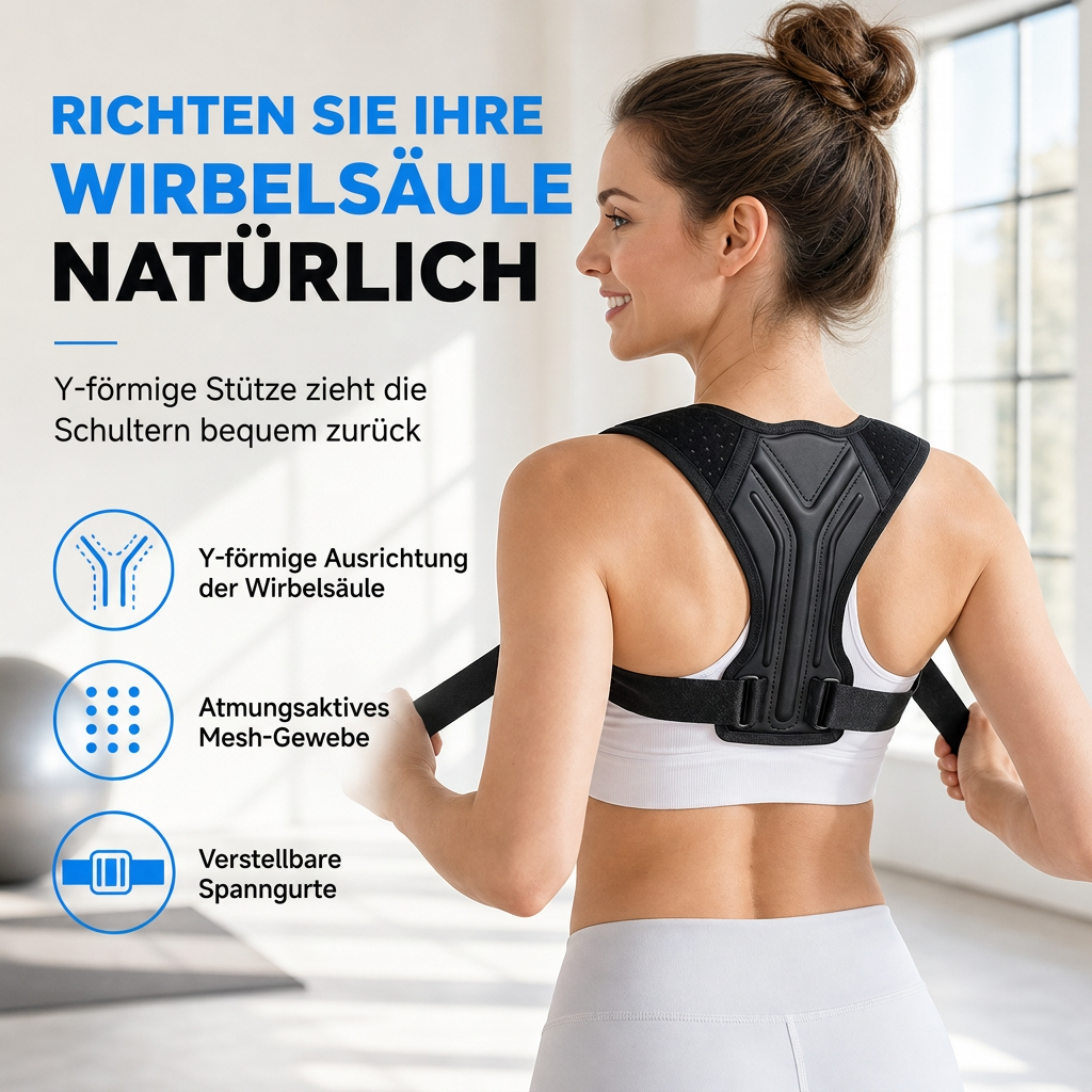 💪 Atmungsaktiver Haltungskorrektor für Erwachsene & Kinder – unsichtbar unter der Kleidung, gegen Rundrücken