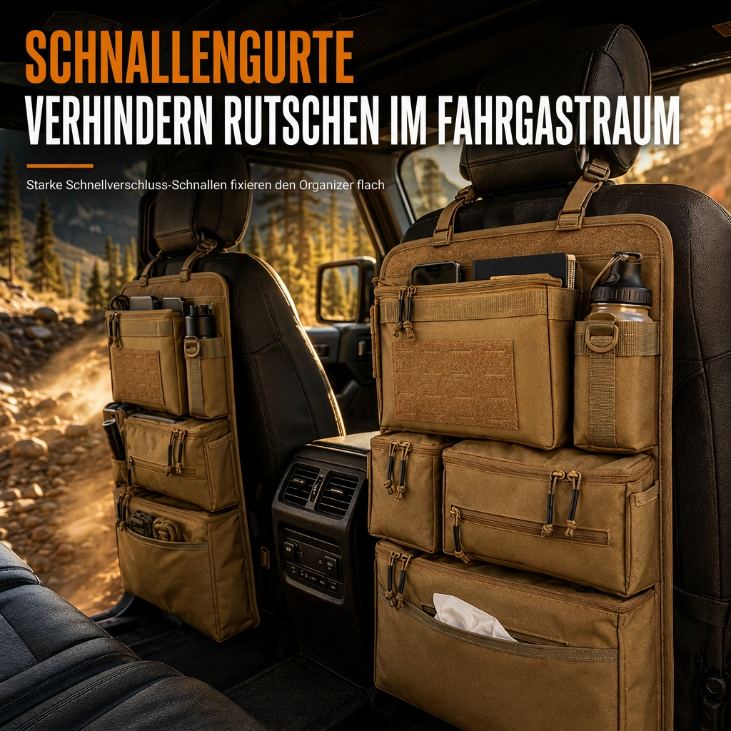 📢📢50% RABATT !!⏰Robuster taktischer Rücksitz-Organizer für Autos aus Nylon, Mehrfachtaschen-Aufbewahrungstasche mit Reißverschluss für SUVs