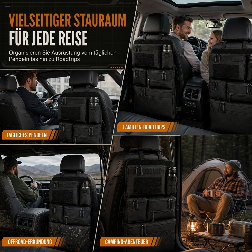 📢📢50% RABATT !!⏰Robuster taktischer Rücksitz-Organizer für Autos aus Nylon, Mehrfachtaschen-Aufbewahrungstasche mit Reißverschluss für SUVs