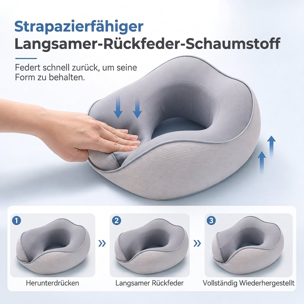 ✈️ U-förmiges Reisekissen aus Memory Foam – Eisseidenbezug & Magnetverschluss, tragbares Nackenkissen