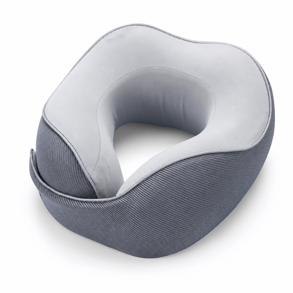 ✈️ U-förmiges Reisekissen aus Memory Foam – Eisseidenbezug & Magnetverschluss, tragbares Nackenkissen