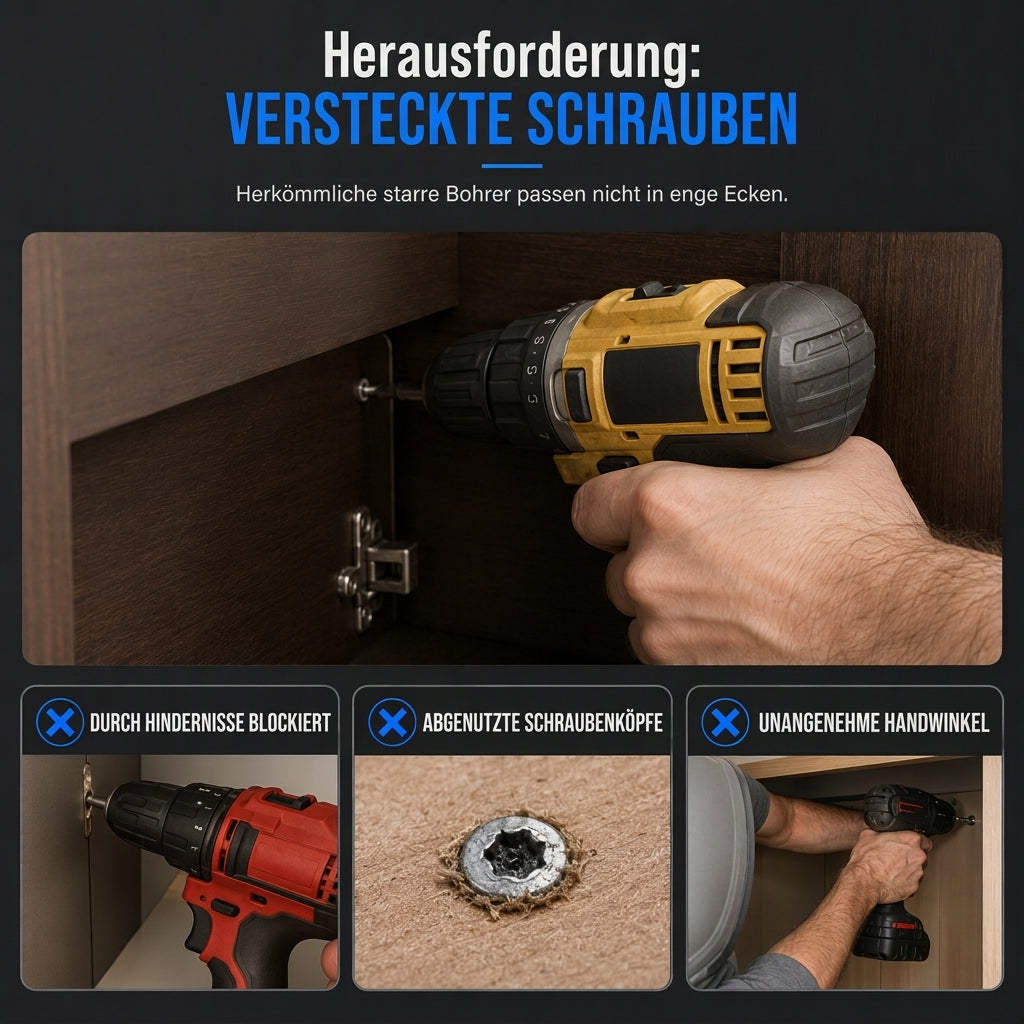 🔧 50% RABATT! 🛠️ Flexible Verlängerungswelle – Mehrwinklig für Bohrer & Schrauber ✨