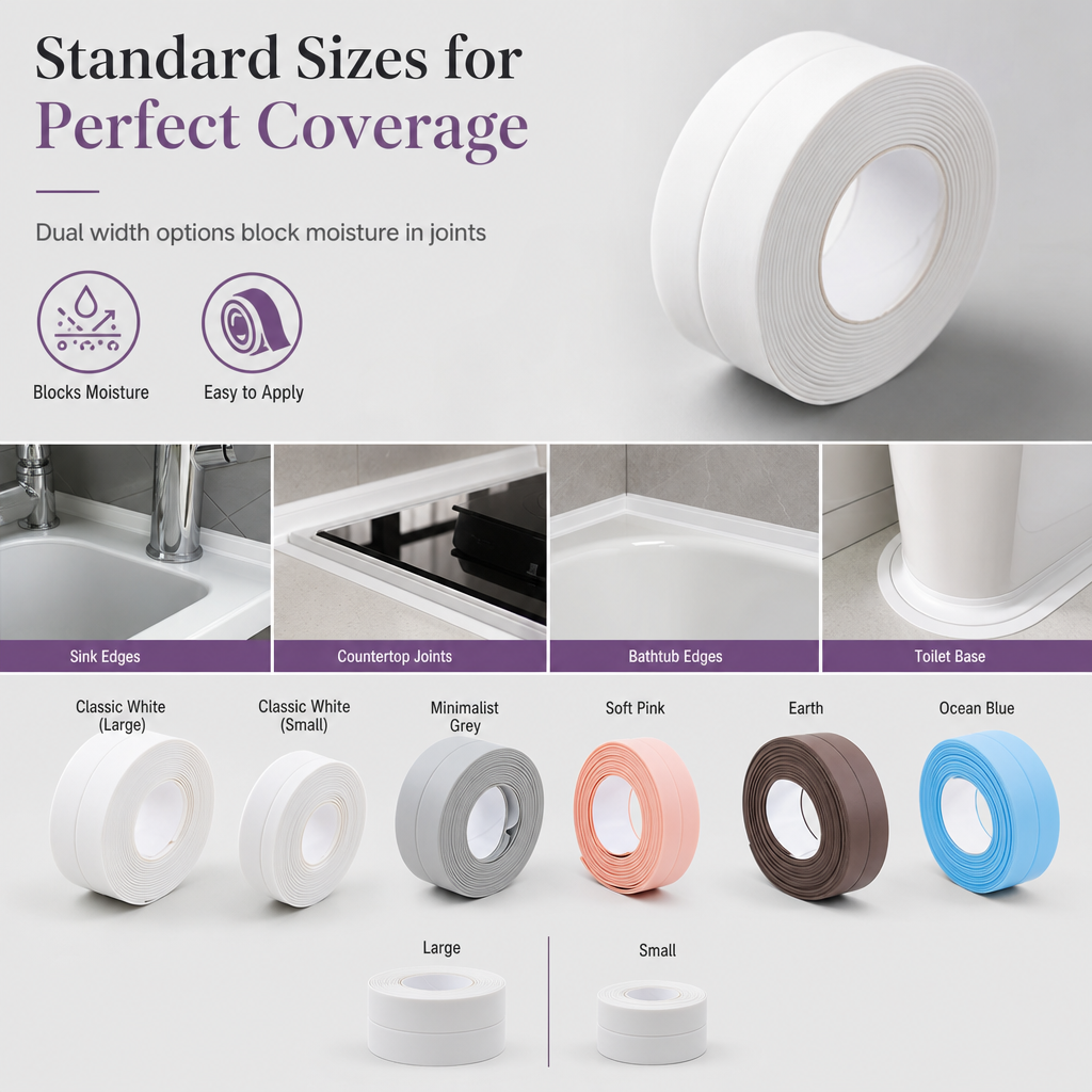 Adhesive Waterproof Mildew-Proof Caulk Tape Kitchen Bathroom Wall Corner Joint Protective Sticker and Anti-Collision Bumper Strip
