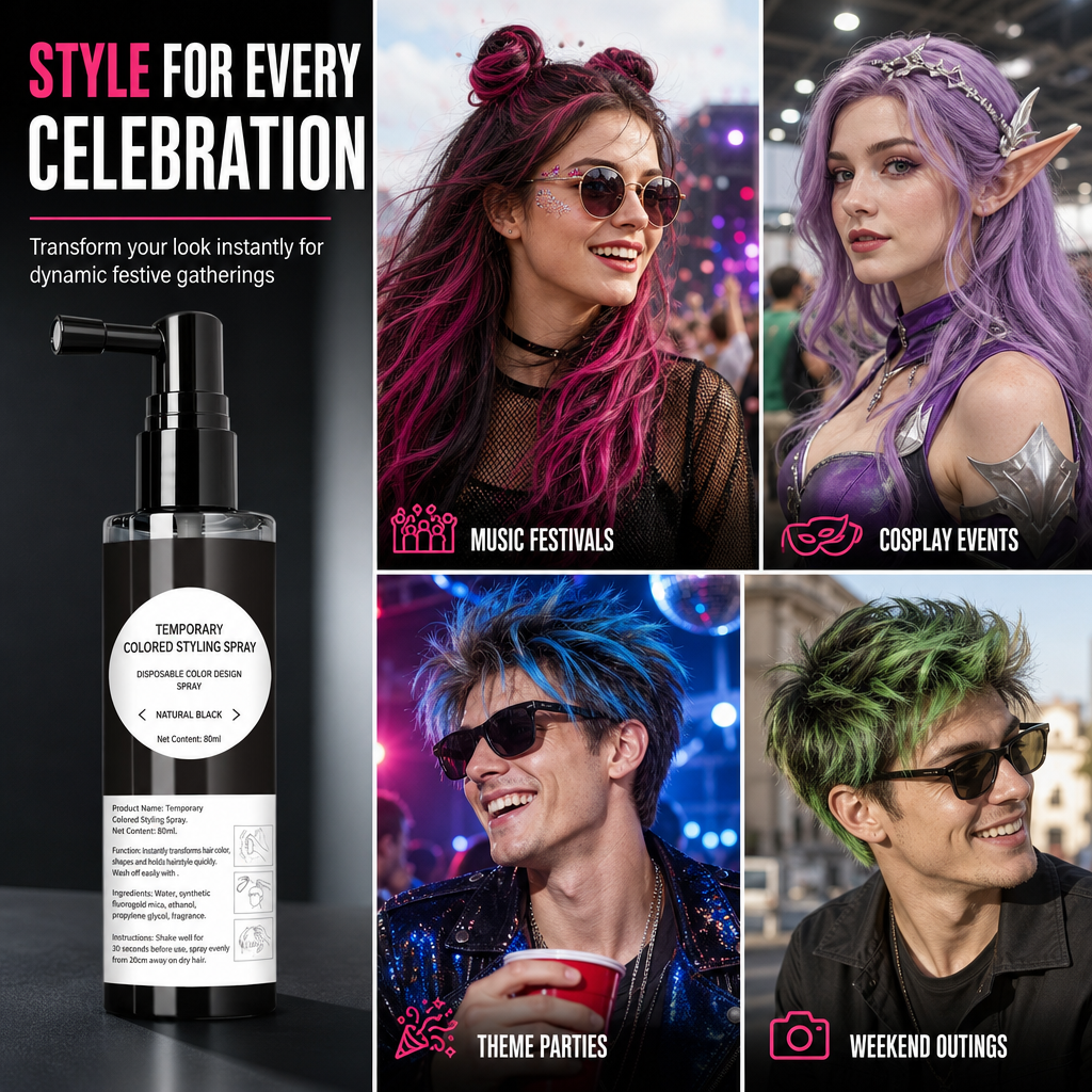 🎁 2+1 GRATIS🖤 Einweg-Haarfarbspray – temporäre Haarfarbe, einfach aufsprühen & sofort auswaschbar