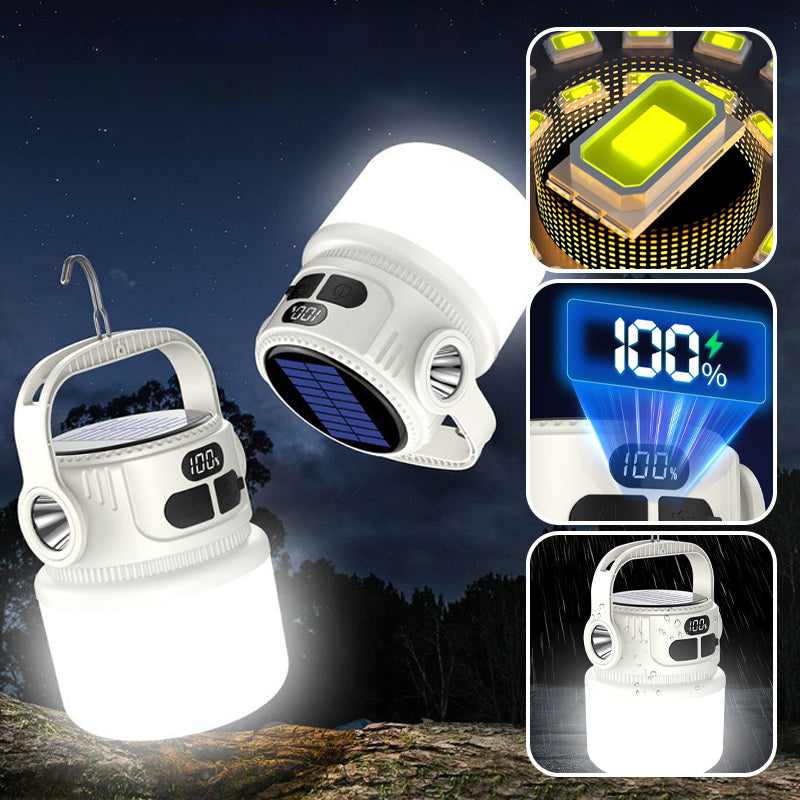 🔦 LED Solar-Campinglampe – wiederaufladbar & langlebig, ideal für Camping, Outdoor & Notfälle