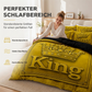 👑 KING 3-teiliges Bettwäsche-Set – schwarz-grau meliert, Kronen-Design