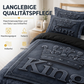 👑 KING 3-teiliges Bettwäsche-Set – schwarz-grau meliert, Kronen-Design