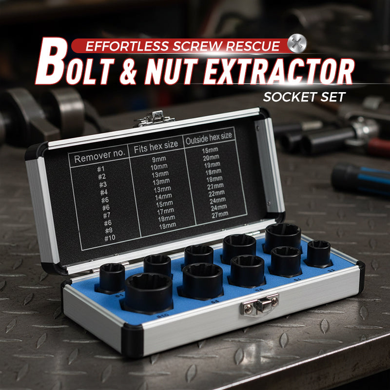 🔧 Schraubenausdreher-Set für abgebrochene & beschädigte Schrauben, Muttern & Bolzen – mit Steckschlüssel-Einsätzen