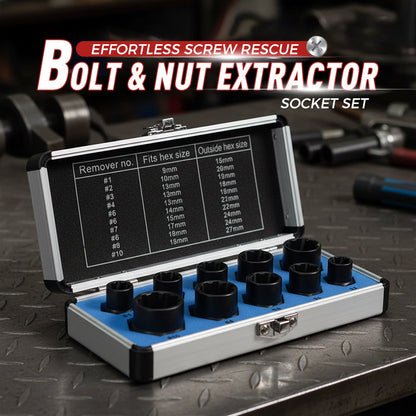 🔧 Schraubenausdreher-Set für abgebrochene & beschädigte Schrauben, Muttern & Bolzen – mit Steckschlüssel-Einsätzen