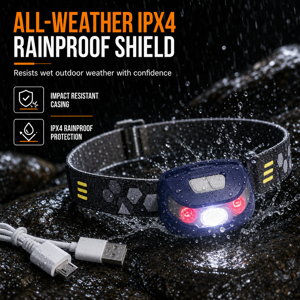 🔦 50% Rabatt – USB-Stirnlampe mit Bewegungssensor & Rotlicht, wiederaufladbar & ideal für Outdoor