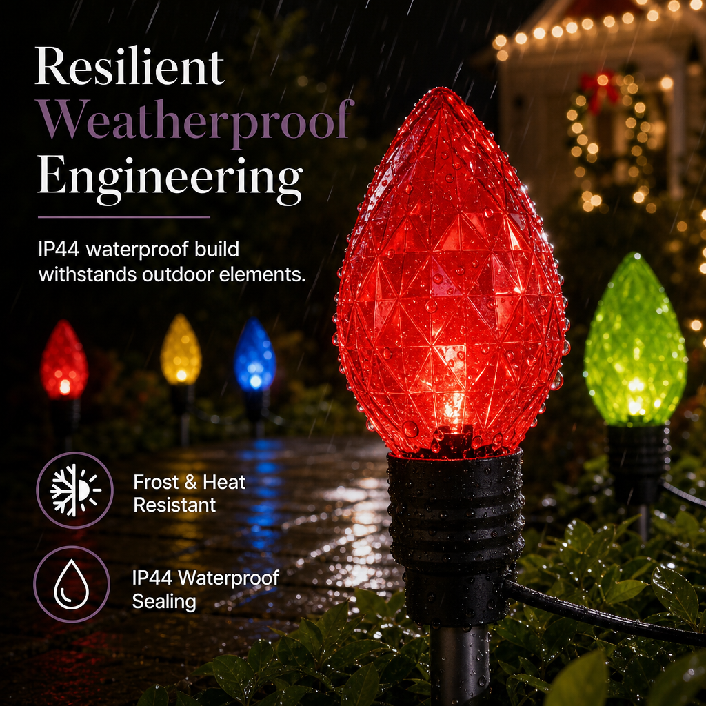 Solar Powered 5 in 1 Diamond Facet Bulb Ground Stake Lights for Garden Courtyard Holiday Decoration