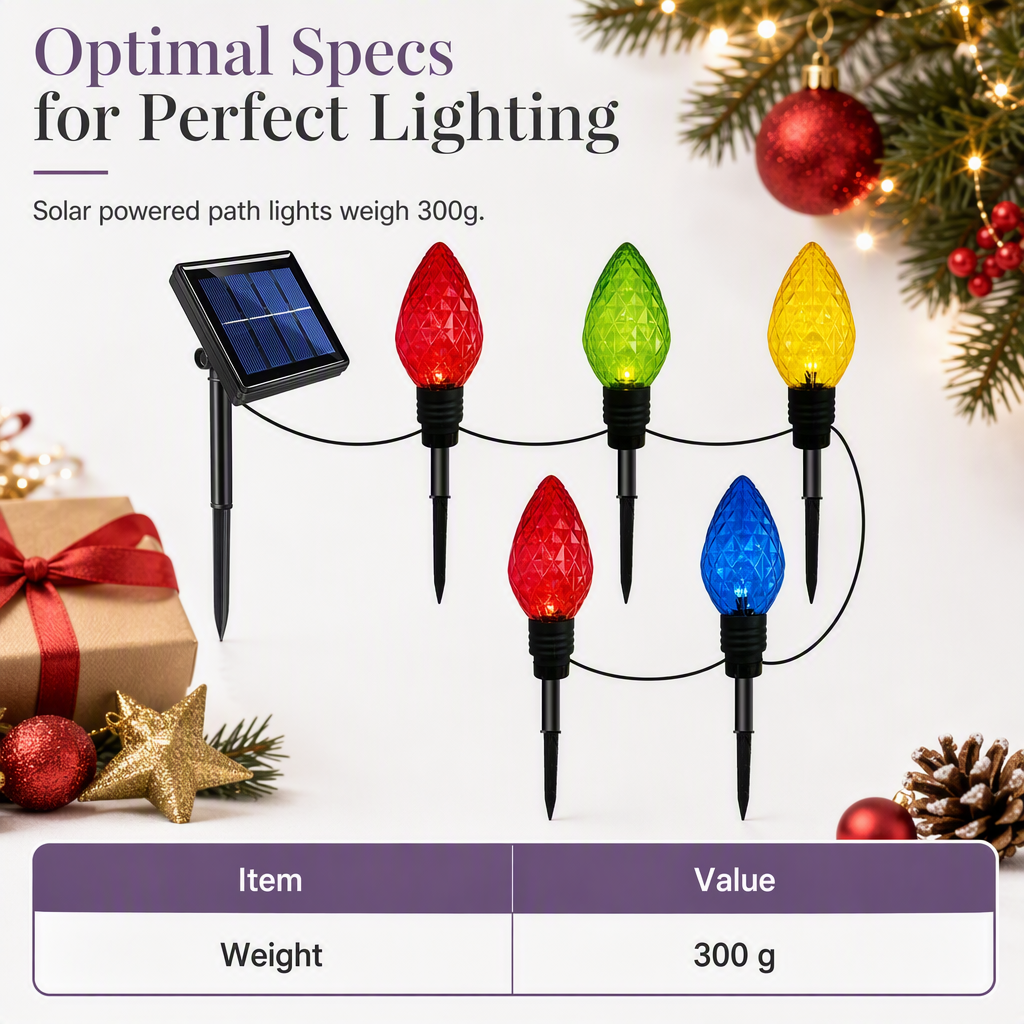 Solar Powered 5 in 1 Diamond Facet Bulb Ground Stake Lights for Garden Courtyard Holiday Decoration