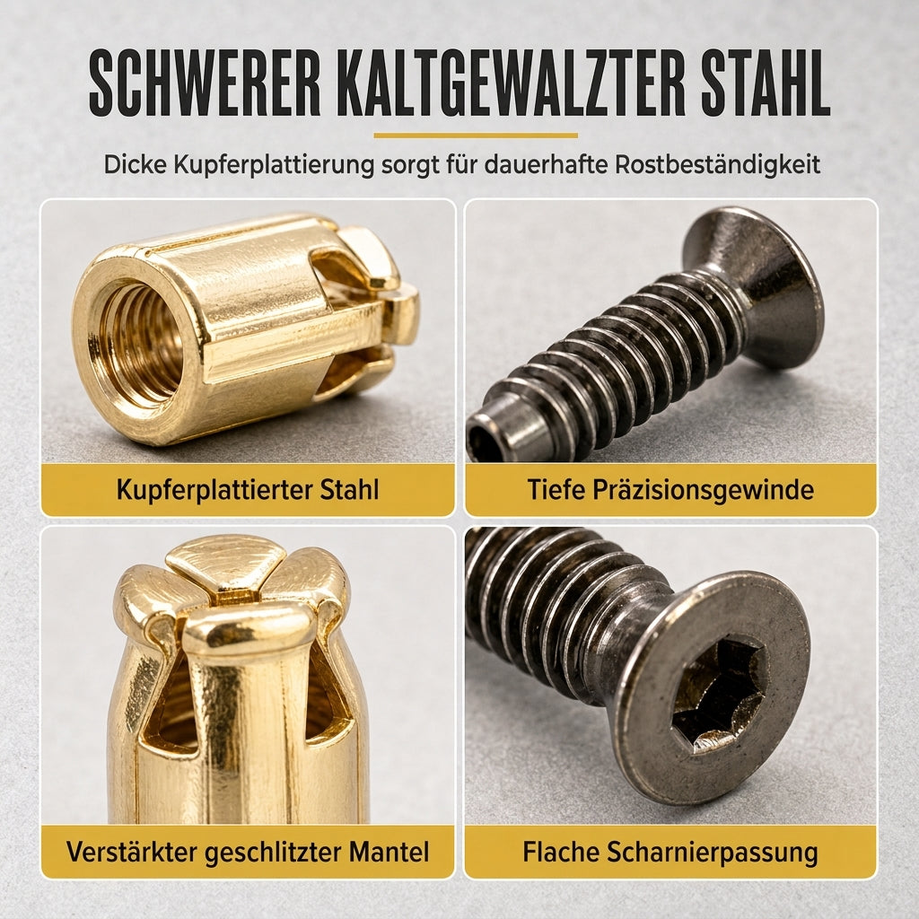 🔧 Scharnier-Basis für Schranktüren – vorgemontiertes Set mit Dübel & Schrauben für Möbelbeschläge