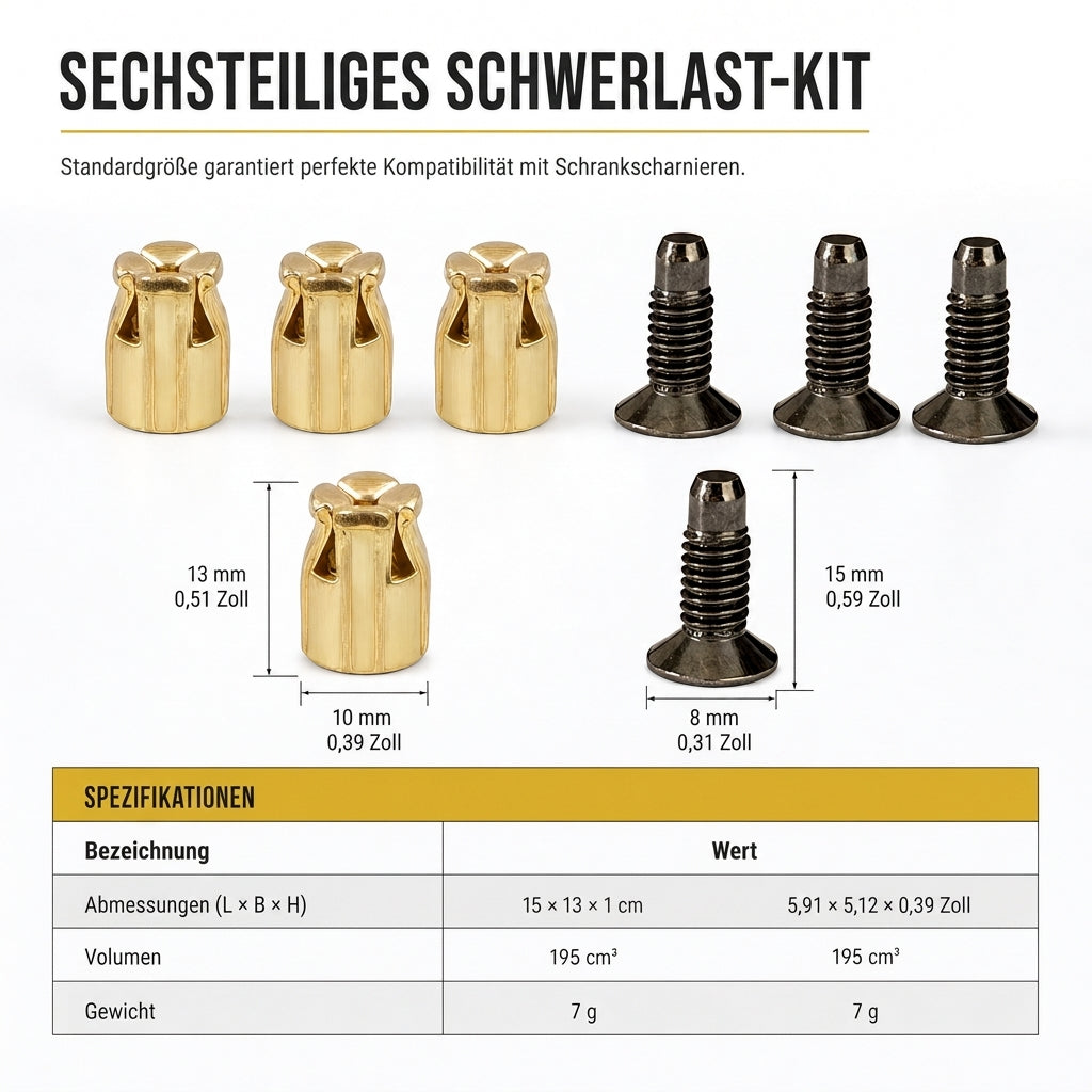 🔧 Scharnier-Basis für Schranktüren – vorgemontiertes Set mit Dübel & Schrauben für Möbelbeschläge