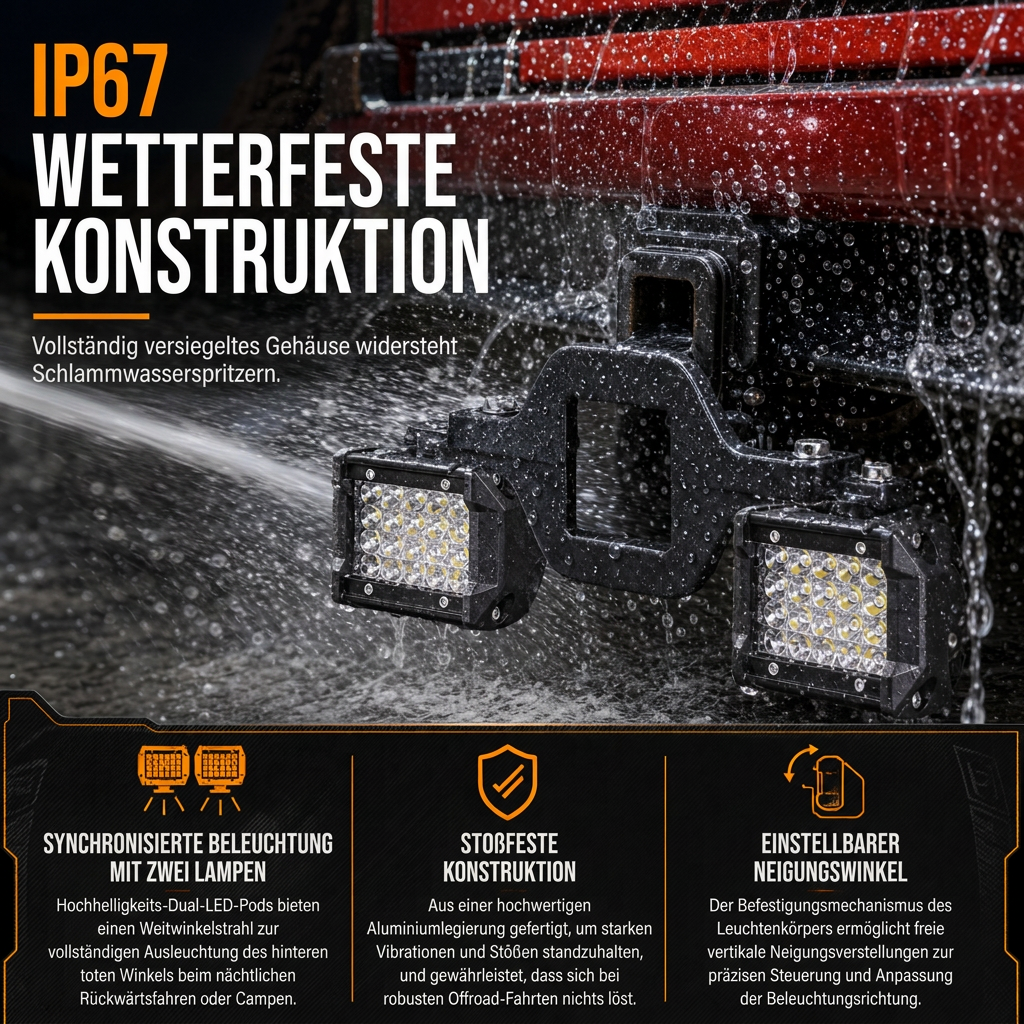 🚙 50% Rabatt 💡LED-Arbeitsscheinwerfer für Anhängerkupplung, Rückfahrscheinwerfer für Pickup & SUV