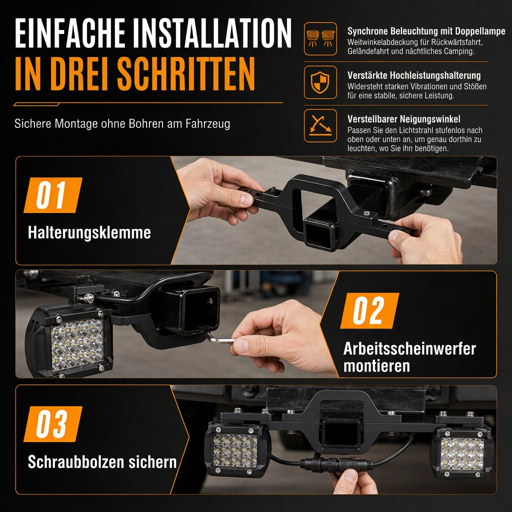 🚙 50% Rabatt 💡LED-Arbeitsscheinwerfer für Anhängerkupplung, Rückfahrscheinwerfer für Pickup & SUV