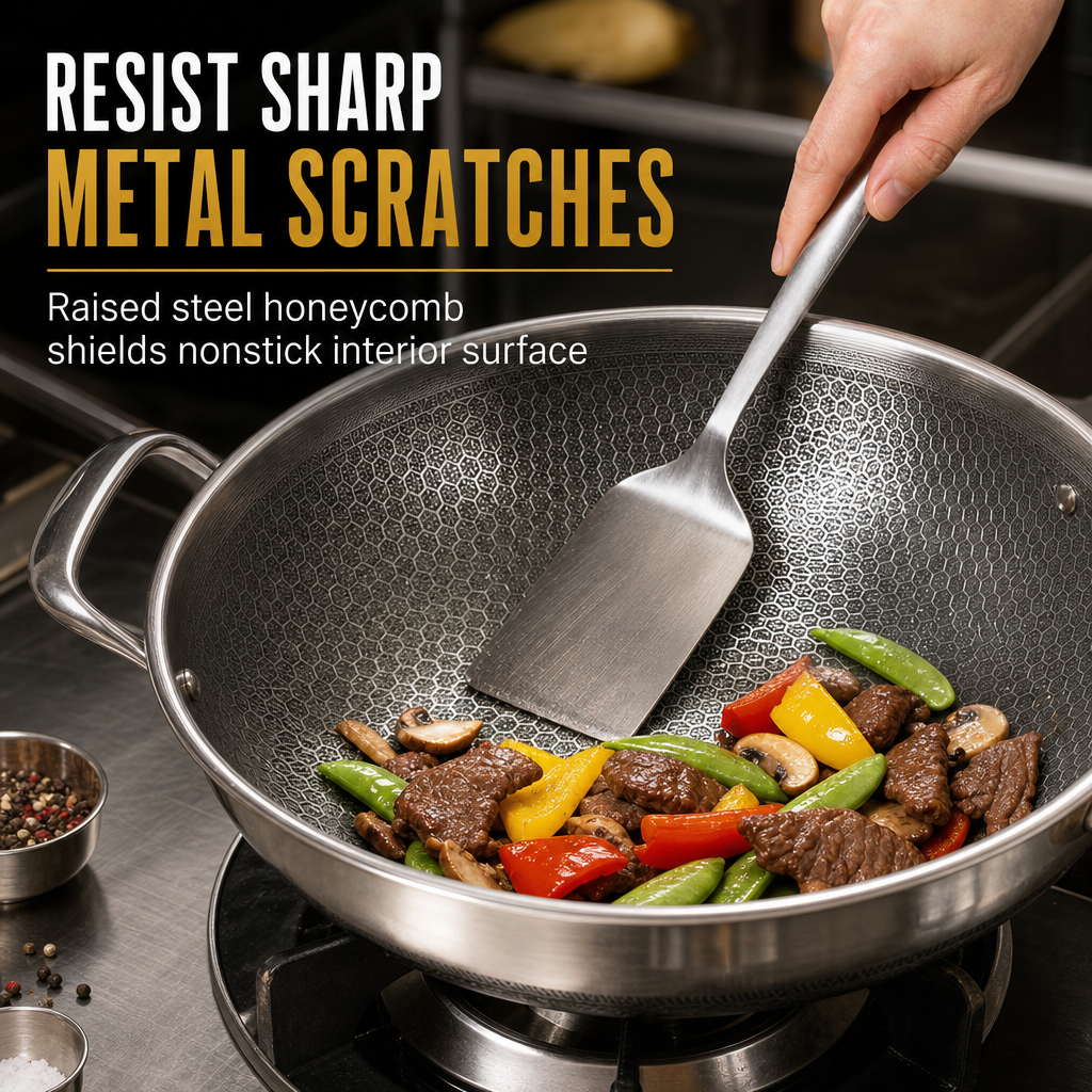 ⏰ Nur für kurze Zeit: 50% Rabatt!🍳 Verdickte Edelstahlpfanne mit Deckel – multifunktional als Wok, Schmortopf & Bratpfanne, für alle Herdarten