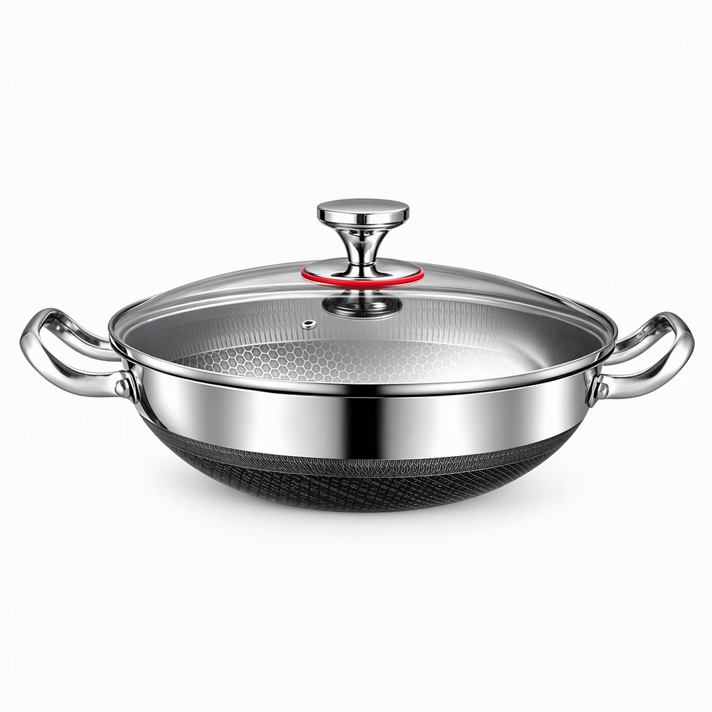 ⏰ Nur für kurze Zeit: 50% Rabatt!🍳 Verdickte Edelstahlpfanne mit Deckel – multifunktional als Wok, Schmortopf & Bratpfanne, für alle Herdarten