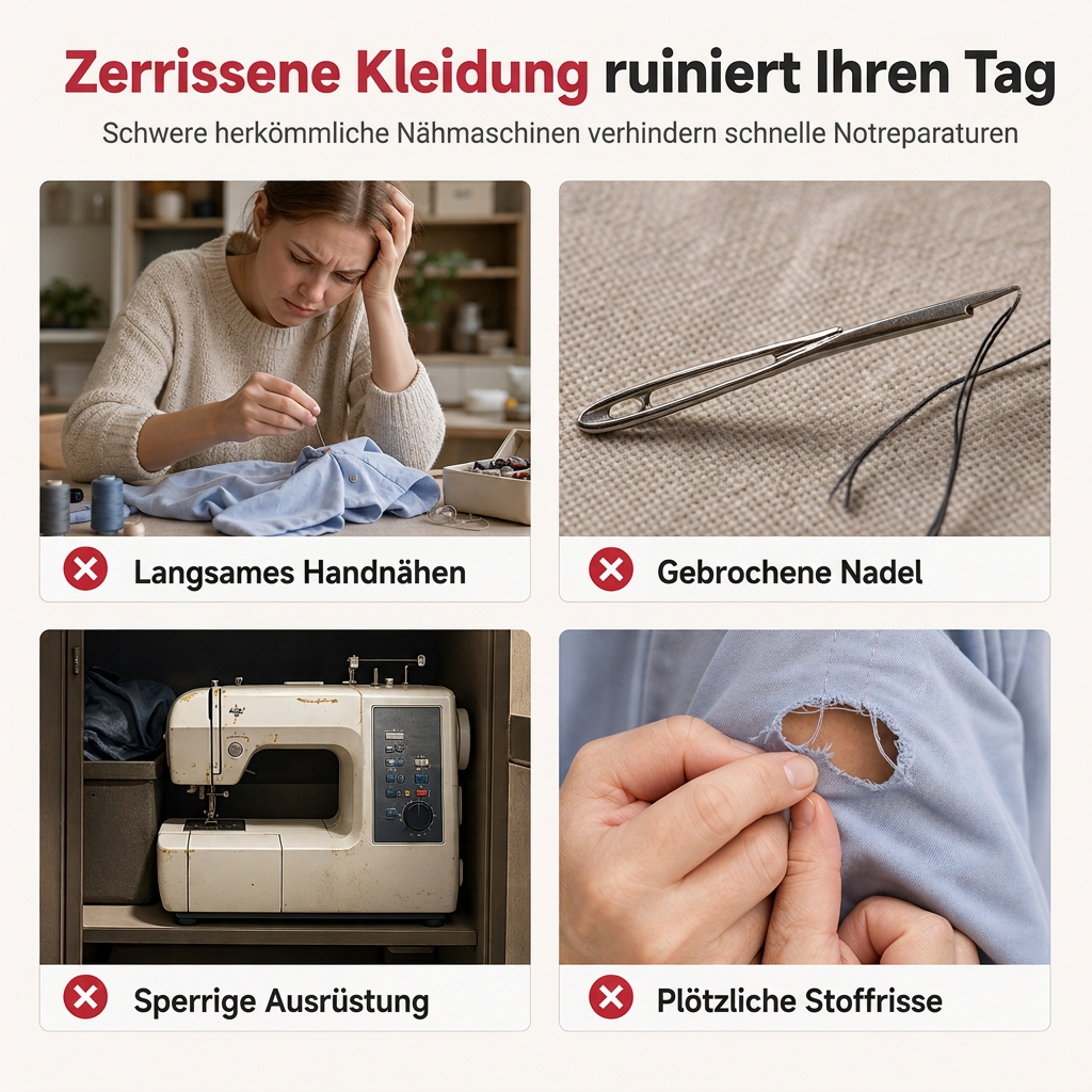 🧵 Mini elektrische Handnähmaschine mit Doppelnadel – tragbar & leistungsstark, auch für dicke Stoffe