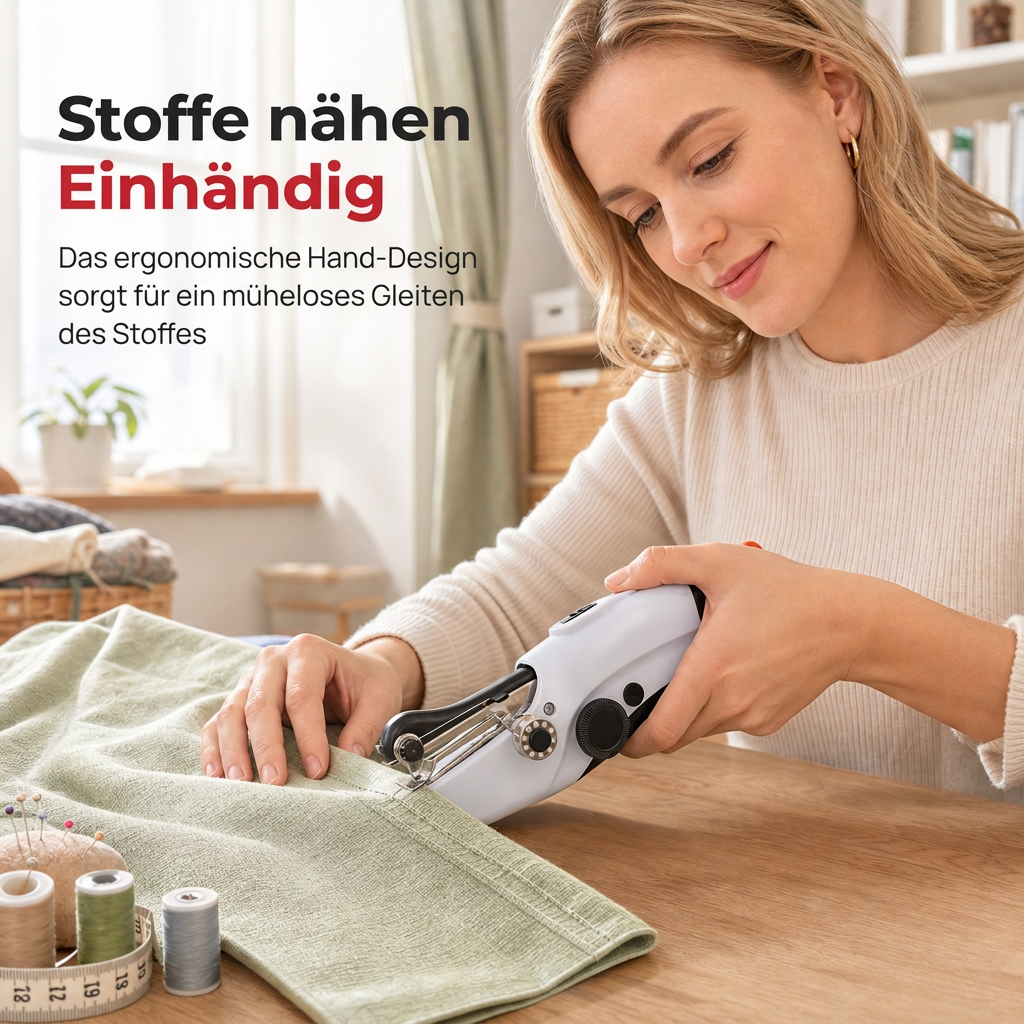 🧵 Mini elektrische Handnähmaschine mit Doppelnadel – tragbar & leistungsstark, auch für dicke Stoffe