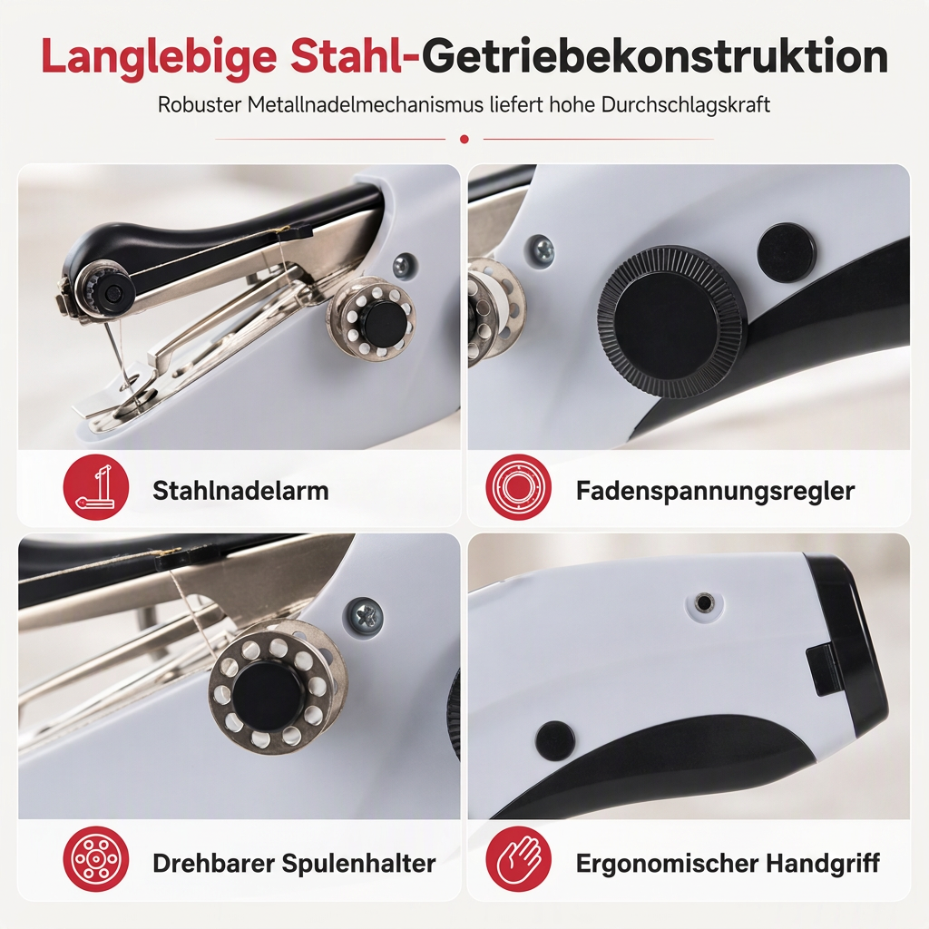 🧵 Mini elektrische Handnähmaschine mit Doppelnadel – tragbar & leistungsstark, auch für dicke Stoffe