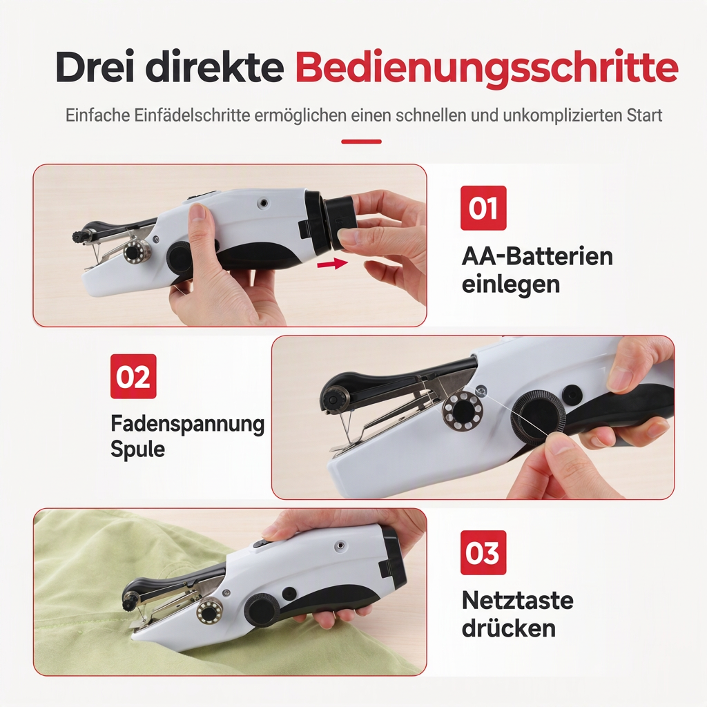 🧵 Mini elektrische Handnähmaschine mit Doppelnadel – tragbar & leistungsstark, auch für dicke Stoffe