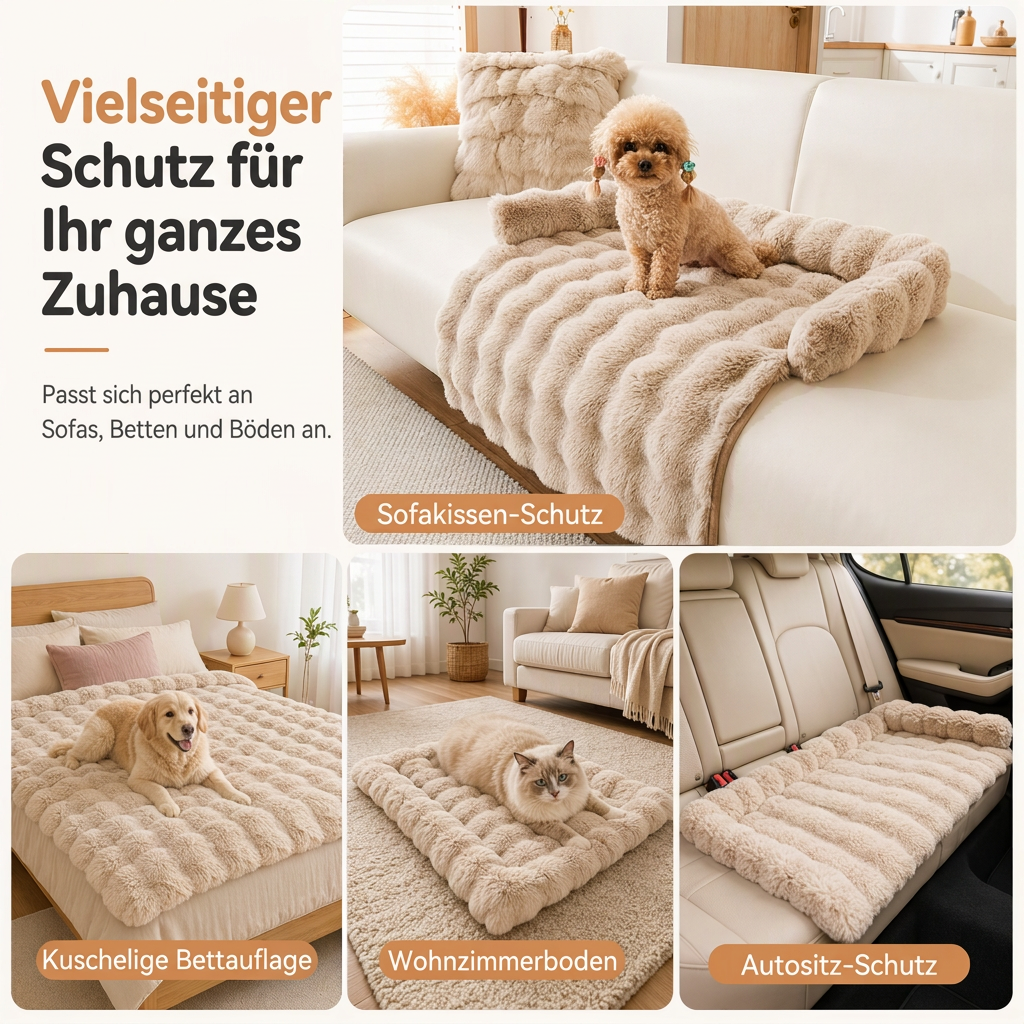 🐾 Verdickte Kaninchenfell-Plüschdecke für Hunde & Katzen – warm, rutschfest & kuschelig für Winter