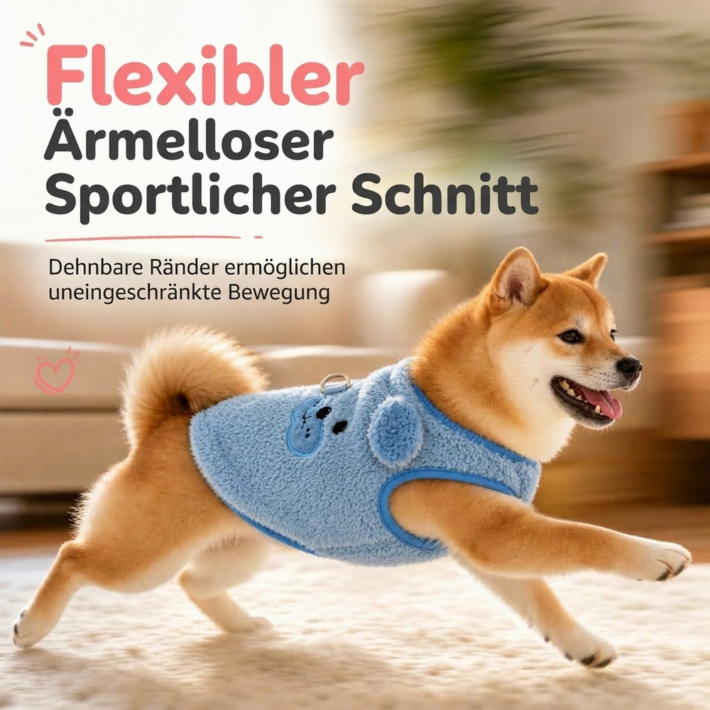 🐶 Gefütterte Hundeweste mit Cartoon-Stickerei – warm & kuschelig für kleine Hunde & Katzen