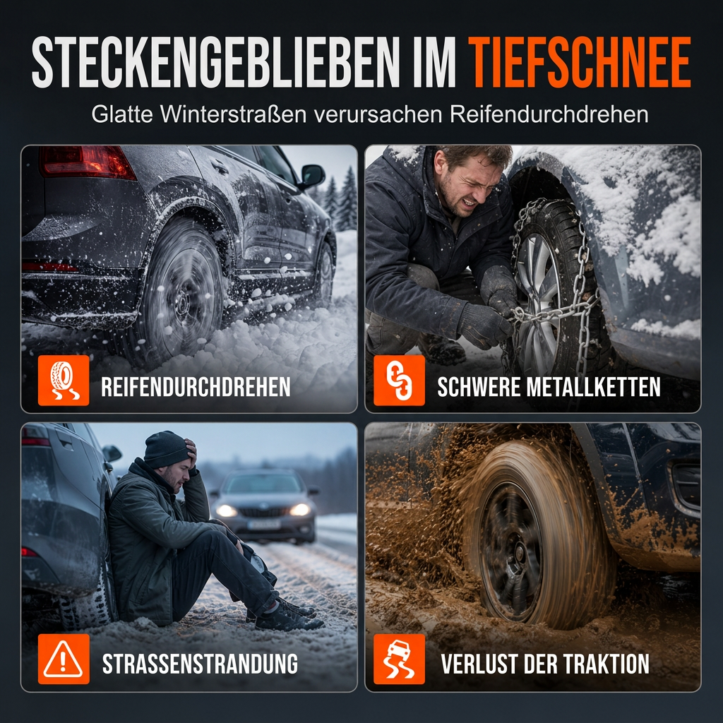 🚗 Universelle Schneeketten – verdickte Anti-Rutsch-Kabelbinder für SUVs, Limousinen & winterliche Fahrten