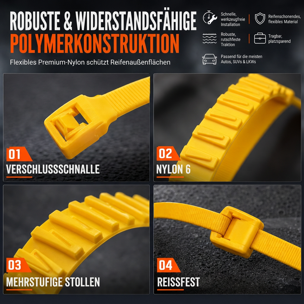 🚗 Universelle Schneeketten – verdickte Anti-Rutsch-Kabelbinder für SUVs, Limousinen & winterliche Fahrten