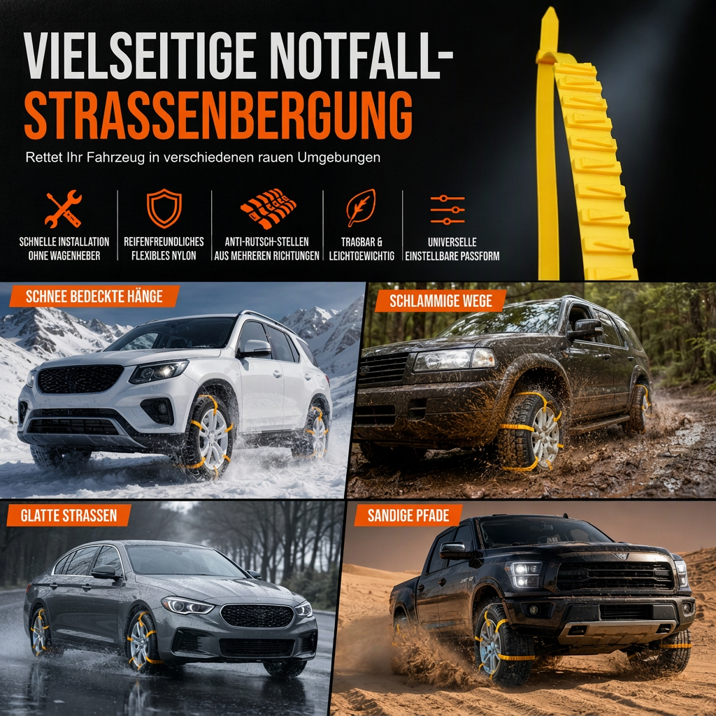 🚗 Universelle Schneeketten – verdickte Anti-Rutsch-Kabelbinder für SUVs, Limousinen & winterliche Fahrten