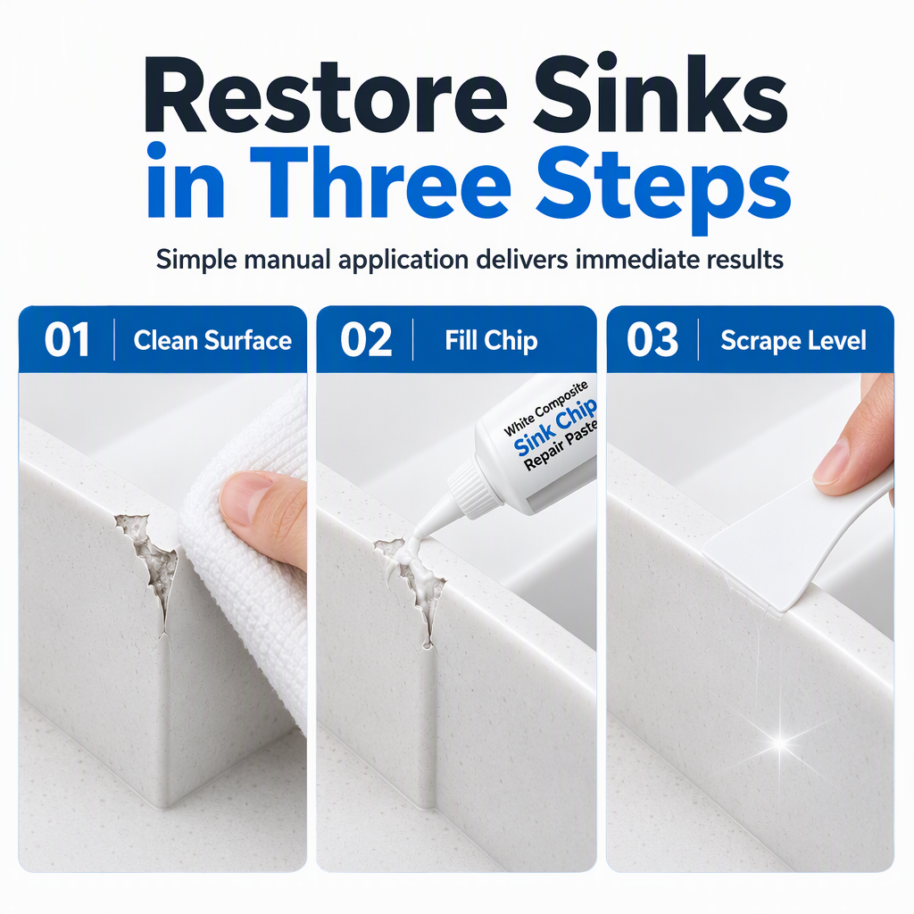 🔧 Weiße Reparaturpaste für Spülen & Waschbecken – repariert Ecken, Kanten & Risse