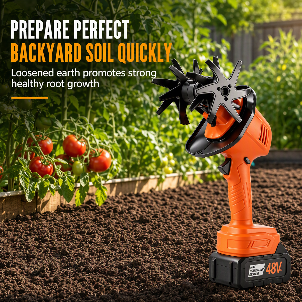 🌱 Kabellose Mini-Gartenfräse mit 21-V-Akku – handlicher Bodenlockerer & Unkrautentferner für Garten & Beet
