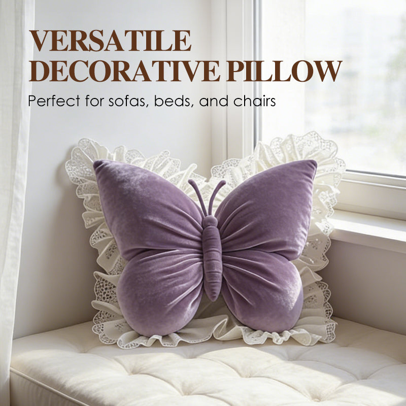 🦋 Elegantes Deko-Kissen in Schmetterlingsform mit Spitzenbesatz – stilvoll für Sofa, Bett & Wohnzimmer